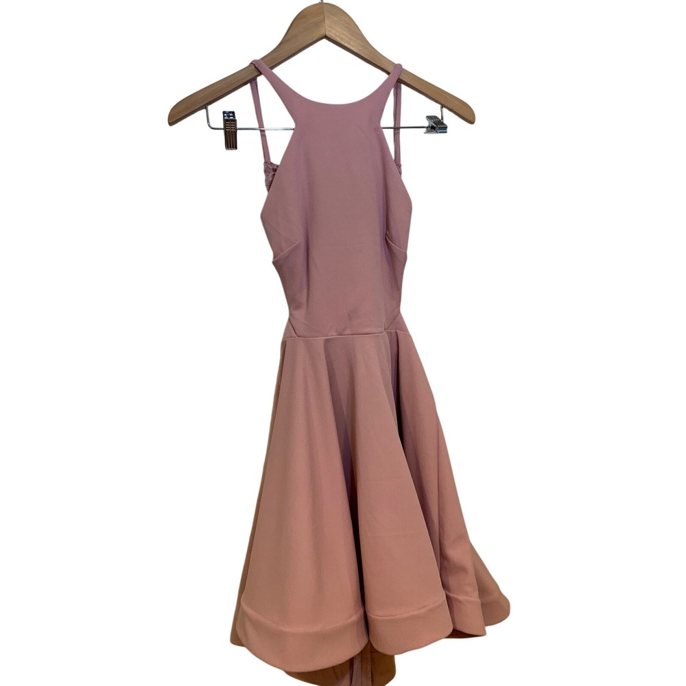 Selfie Leslie Blush Pink XS Coquette‎ Skater Mini Dress fit & flare sculpted